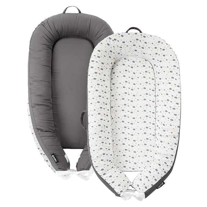 JOLLITO Baby Lounger for Baby Girls & Boys, Infant Lounger Cover, Newborn Essentials for Baby 0-12 Months, Baby Play Mat,100% Cotton Breathable, Portable Travel, Babies Essentials Gifts