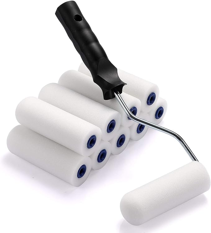 4 inch Paint Roller Covers,Foam Refill for Paint Rollers,Naps for Paint Roller Brush, Small Roller Nap with High Density Sponge Paint Roller Sleeve Replacements(10 Pieces)