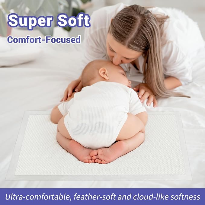 100 Pack Disposable Changing Pads for Baby [24" x 18"] Super Absorbency Disposable Underpads Large Bed Pads Absorbent Fluff Protective Table Pads Disposable Diaper Changing Pads, Leakproof