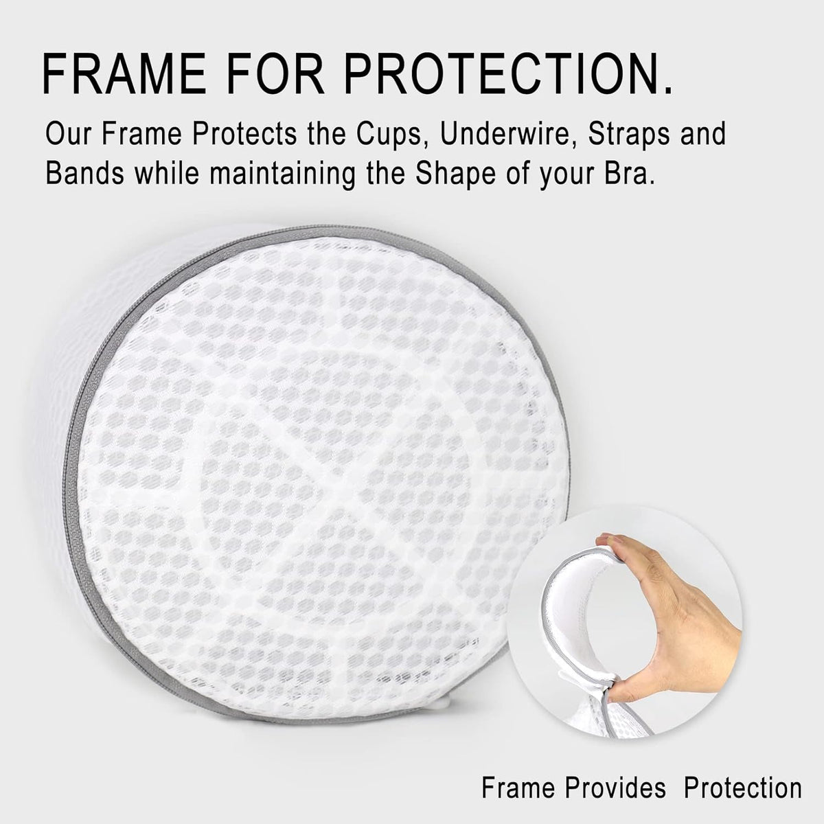 Muchfun 3Pcs Bra Wash Bags, Honeycomb Mesh Laundry Bags for Delicates, Lingerie, Intimates and Underwear 8 x 8 x 8 Inches