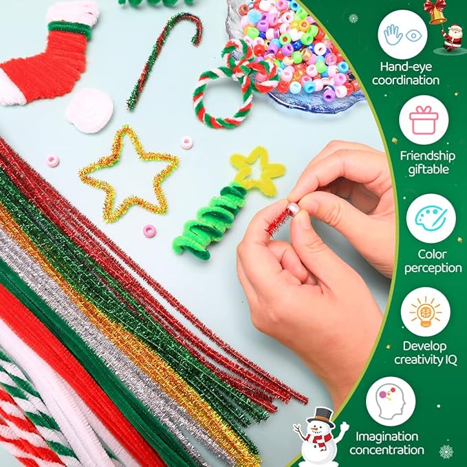 Iooleem 200pcs Silver Glitter Pipe Cleaners, Glitter Chenille Stems, Pipe Cleaners for Crafts, Pipe Cleaner Crafts, Art and Craft Supplies, Christmas Pipe Cleaners.
