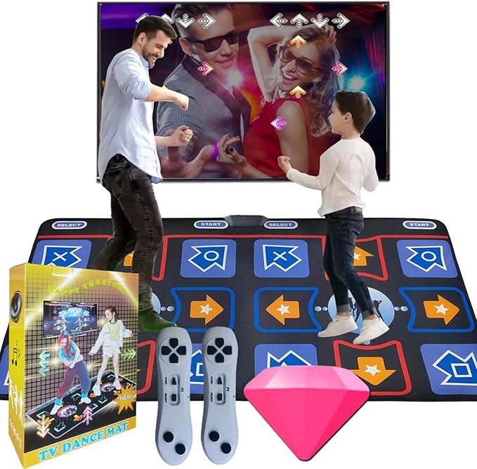 Dance Mat for Kids and Adults, Flannel Dance Pad for Kids Toys, Soft TV Dancing mat,Plug & Play Family Game,Xmas Gifts Idea,Gifts for Girls & Boys Ages 3+,Double mat