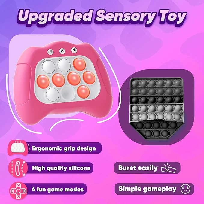 Handheld Game Toy for Kids Age 6-12, Sensory Fidget Toys for Kids 8-12, Birthday Gifts for 6 7 8 9 Year Old Girls & Boys & Teens -Dark Pink