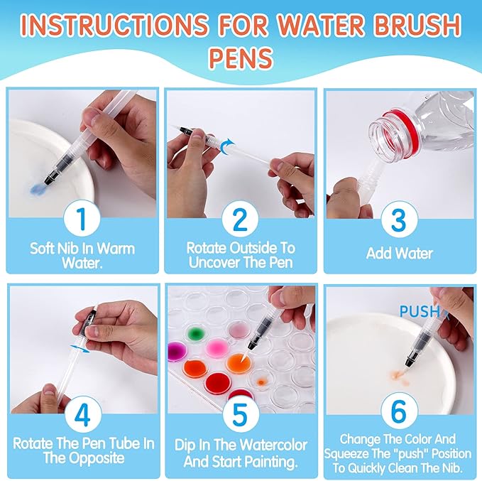 Watercolor Paint, 48 Colors Washable Watercolor Paint Set with a Brush a Refillable Water Brush Pen and Palette, Non-toxic Water Color Paints Sets for Kids Adults Artists Children Students Beginner