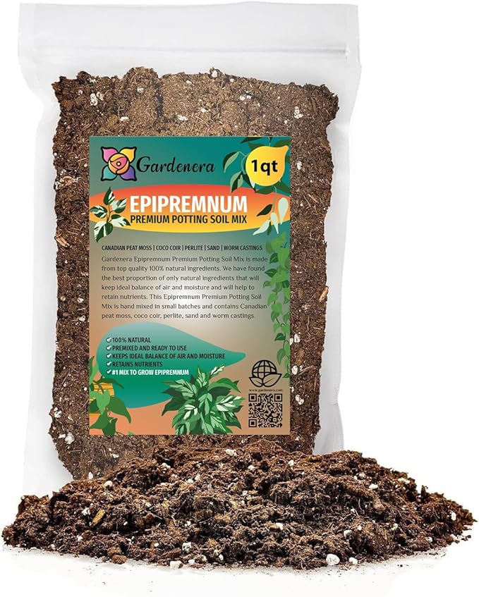 Gardenera Premium Epipremnum Plant Potting Mix - Crafted for Lush Growth and Vibrant Foliage - 1 Quart