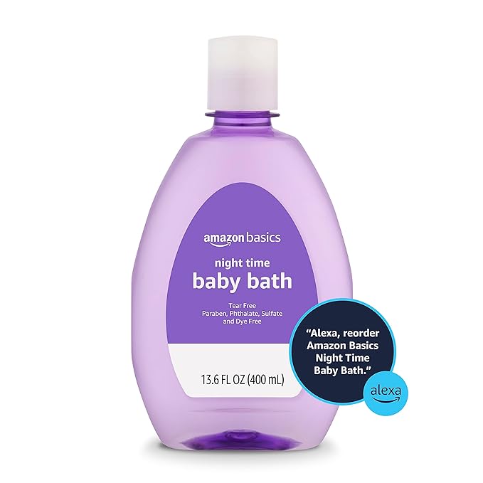 Amazon Basics Hypoallergenic Tear-Free Night-Time Baby Calming Bath, 13.6 Fl Oz (Pack of 4), (Previously Solimo)