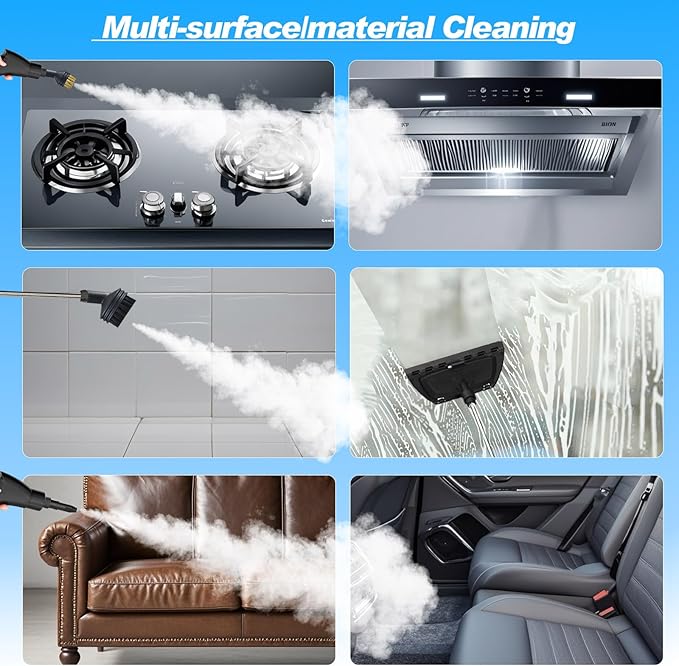 2500W Handheld Steam Cleaner,Portable Car Steamer For Auto Detailing,High-Temperature and Pressure Steam Cleaner For Home, Steam Cleaning Machine for Furniture,Kitchen,Grout,Floor,Tile (Blue)