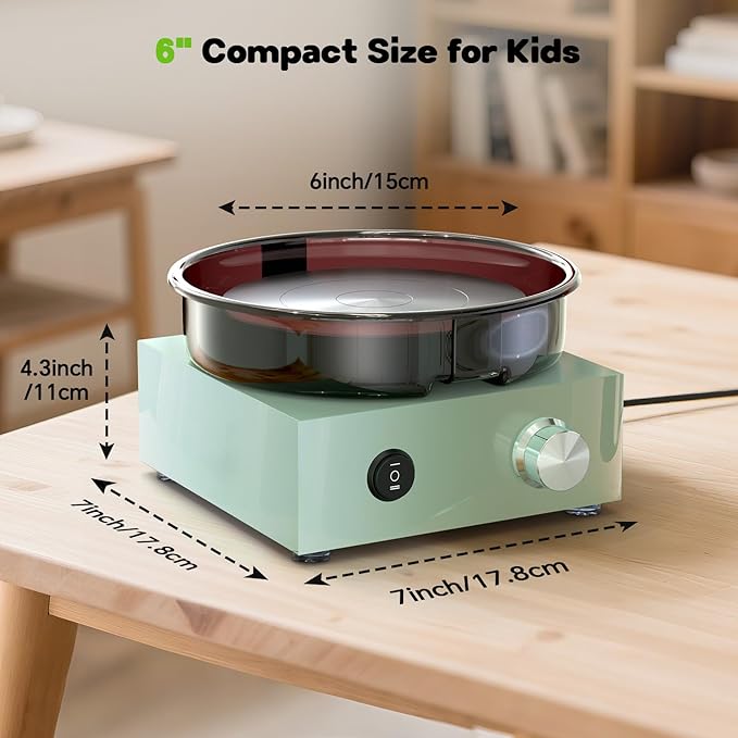Alldeer Mini Pottery Wheel Kit - 6" Turntable Two-Way Rotation Clay Wheel, Metal Frame, Removable Splash Tray Ceramic Making Kit with 18PCS Sculpting Tools, Pottery DIY Machine for Kids and Beginners