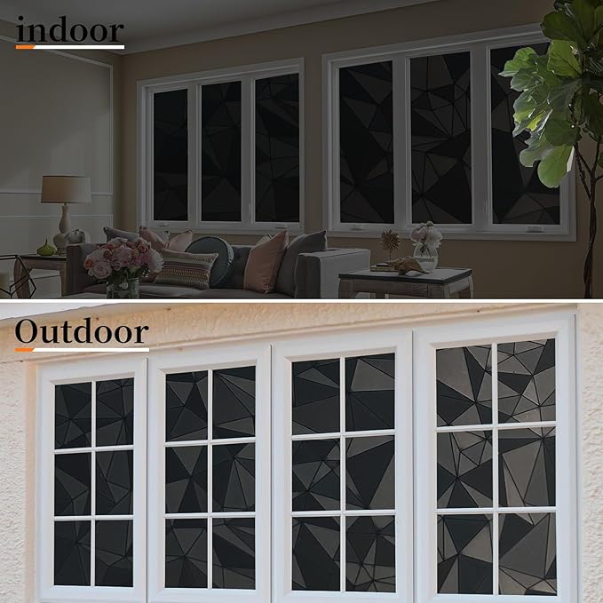 Niviy Blackout Window Privacy Film with Installation Tools Static Cling 100% Light Blocking Room Darkening, Heat Control Removable Window Tint for Home, Black Out Window Cover 11.8" by 78.7"