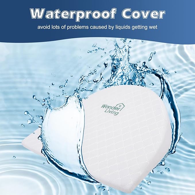 Baby Wedge Pillow for Newborn, Incline, Waterproof, Pregnancy Wedge, Premium Foam with Removable Cover, 15 x 12 x 2.6 inches