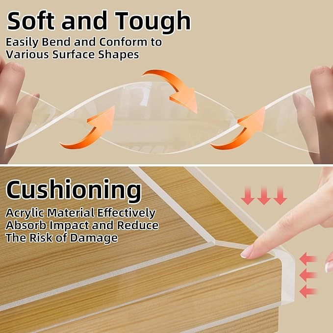 Clear Edge Protector,Safe Corner Protector, Anti-Sharp Edge Protector, for Furniture, Drawers, Tables, Cabinets 2inX6.56FT