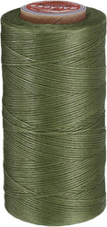 uxcell Flat Leather Sewing Waxed Thread, 270m / 295 Yards Polyester Wax String, 150D Wax Stitching Cord for Leather Crafts, Bookbinding, Bracelets Braided, Grass Green