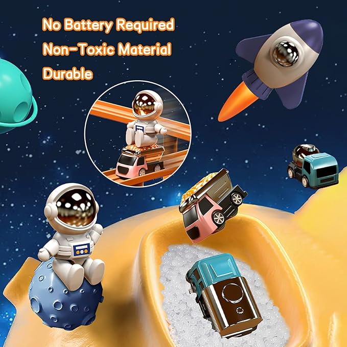 Mostop Kids Race Track Game Car Adventure Toy for 3 4 5 6 7 Years Old Boys Girls, Spaceship Puzzle Rail Track City Rescue Playset Magnet Toy Educational Learning Toddler Race Track with 3 Mini Cars