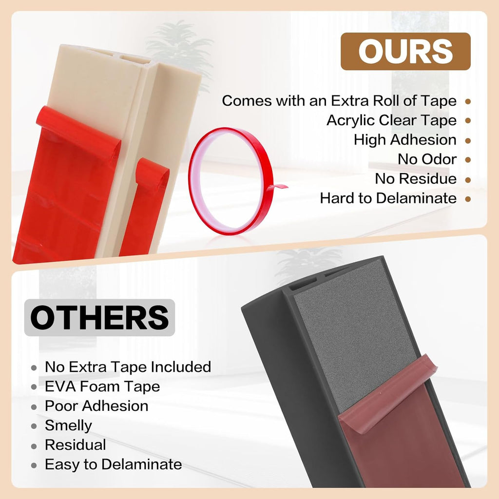 Floor Transition Strip Vinyl Door Threshold Ramp Self Adhesive Carpet Edging Strip Doorway Edge Trim, Overlap Edge Reducer for Laminate Carpet, Floor, Tile (Light Yellow Grain, 2/5" to 3/5", 3.3Ft)