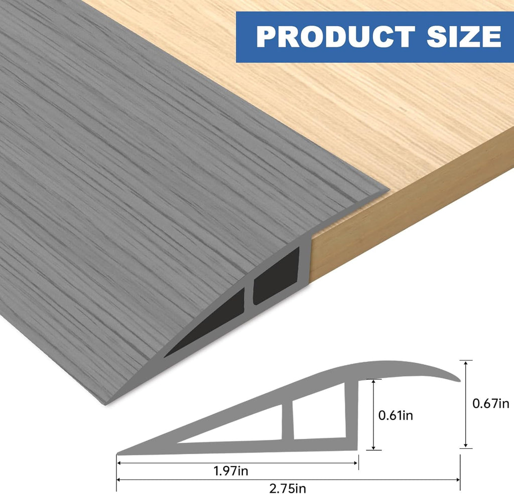 Vinyl Door Threshold Flooring Transition Strip Self Adhesive Carpet Edging Strip for Laminate Doorway Edge Threshold from 2/5" to 3/5" (Light Gray Wood Grain, 3.3 Ft)