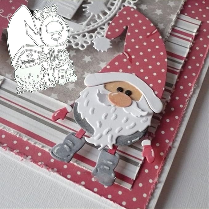 Metal Cutting Dies DIY Merry Christams Embossing Stencil Template Scrapbooking Card Making Mold Photo Album Arts Crafts Tools(Santa Claus Doll-10x8cm)