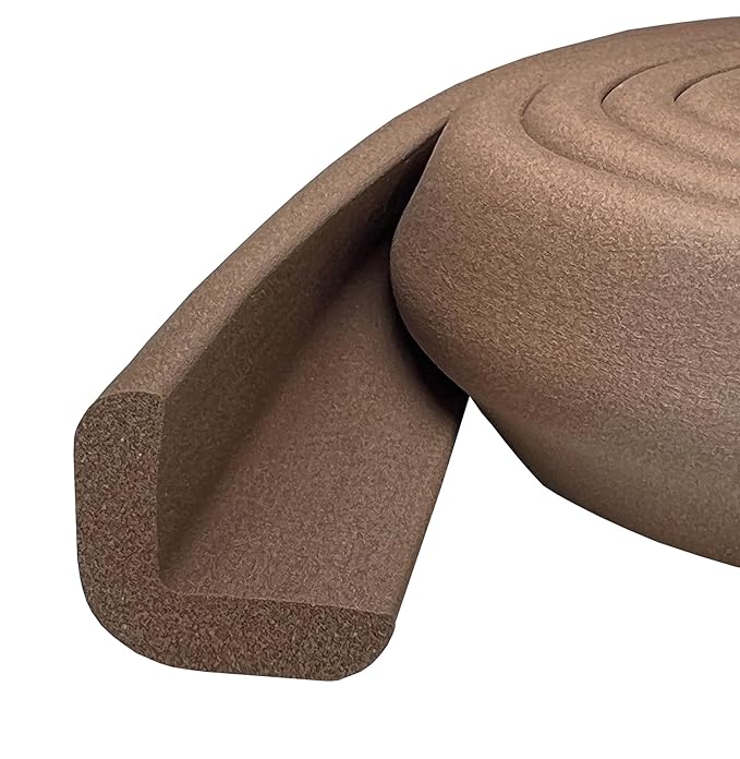 Kidkusion Baby Proof Edge Guards for Safety | Made in The USA | 36 Feet | Brown | Edge Protectors for Furniture, Tables, Fireplaces | Heavy Duty Tape Included