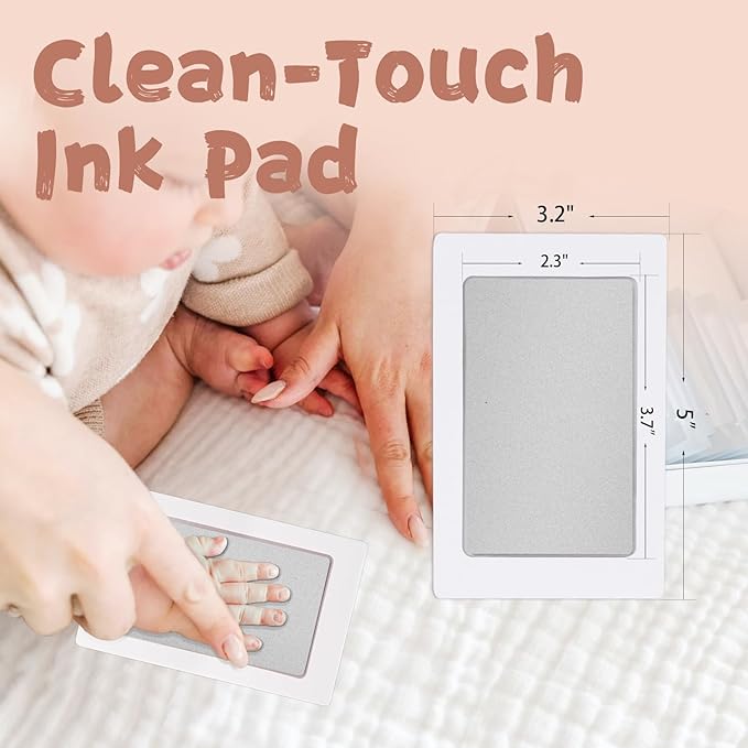 Inkless Baby Hand and Footprint Kit,Clean-Touch Ink Pad Kit,Safe No Mess Printing Infant Hand Foot Stamp,4 Pack Newborn Inkless Print Pads Best Keepsake or Gifts for Family
