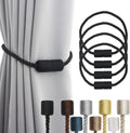 4 Pack Strong Magnetic Curtain Tiebacks Outdoor Elegant Decorative Tie Backs Modern Rope Tiebacks for Drapes Window Curtain Holdbacks for Draperies- Black