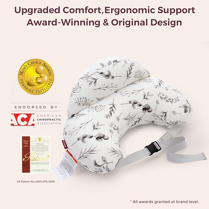 Momcozy Pioneering Safety Fence Nursing Pillow for Breastfeeding- Wider Feeding Pillows for More Support for Mom & Baby- Easier Nursing & Hand Free- Fit for All, Removable Cotton Cover