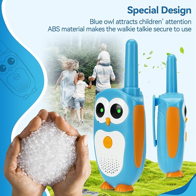 Retevis RT30 Kids Walkie Talkies, Toddler Toys for 4-6 Year Old Boys Girls, Small Owl Toy Walkie Talkie for Kids, Easy to Use, LED Eyes, Christmas Holiday Toy Gifts, Indoor Role Play(Blue,2 Pack)