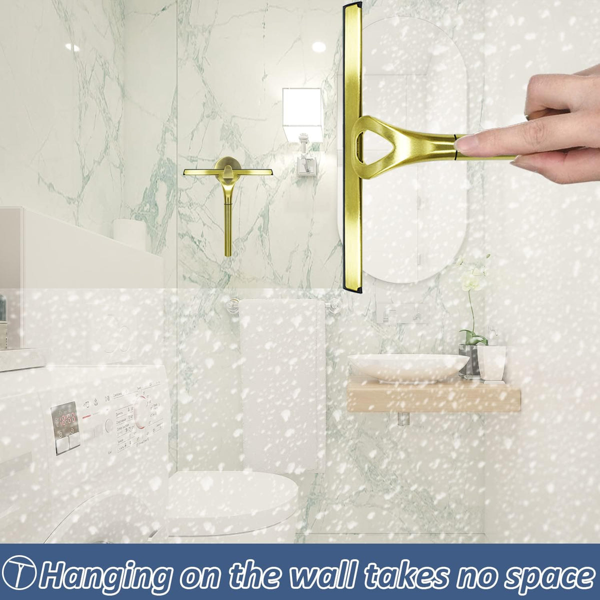 Stainless Steel Shower Squeegees All-Purpose Mirror/Window/Glass Wiper Scraper Golden Shower Squeegee