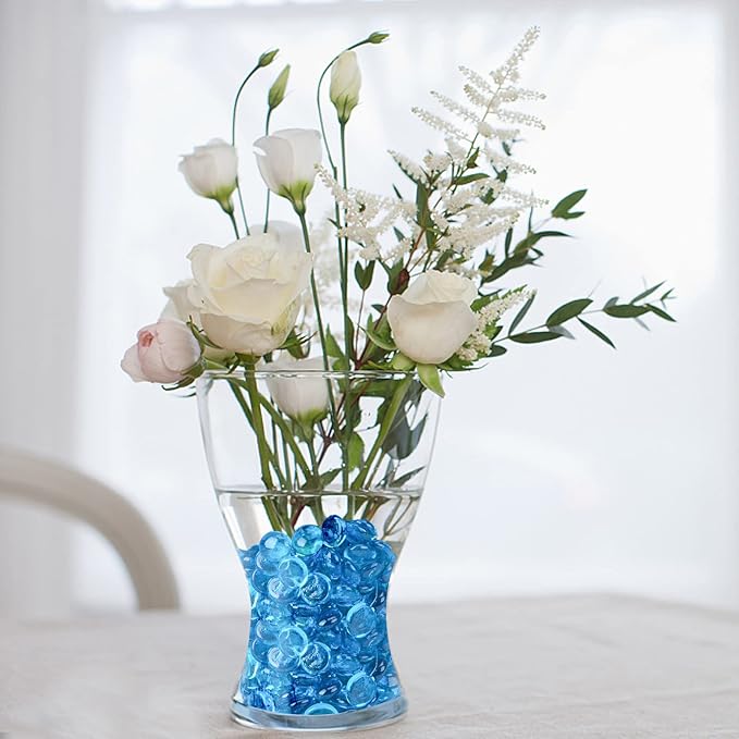 FUTUREPLUSX 5Lb Flat Glass Marbles, Glass Beads Cerulean Flat Gems Aquarium Pebbles Vase Filler Table Scatter Decor