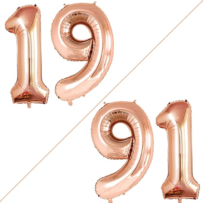 GOER Number 19 Balloons for 19th Birthday Sweet 19 Party Decorations,42 Inch Jumbo Foil Helium 91 Balloons for 91st Birthday Party Decoration (Champagne Gold)