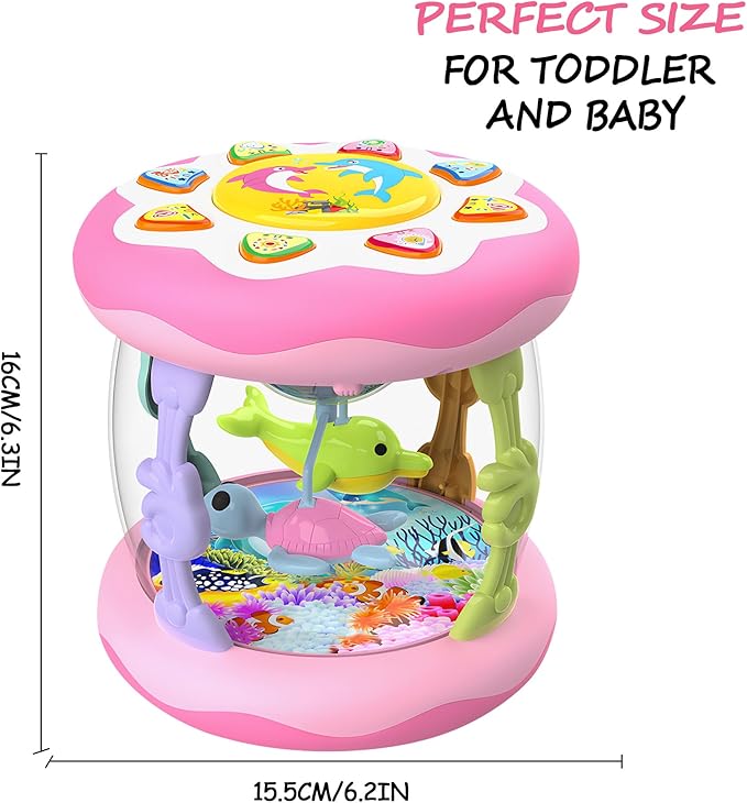 Baby Girl Toys 12 Months, Musical Rotating Light Up Infant Toys Tummy Time for Infant 12-18 Months, Crawling Learning Toys Birthday Gifts for Baby 1 2 3 Years Old