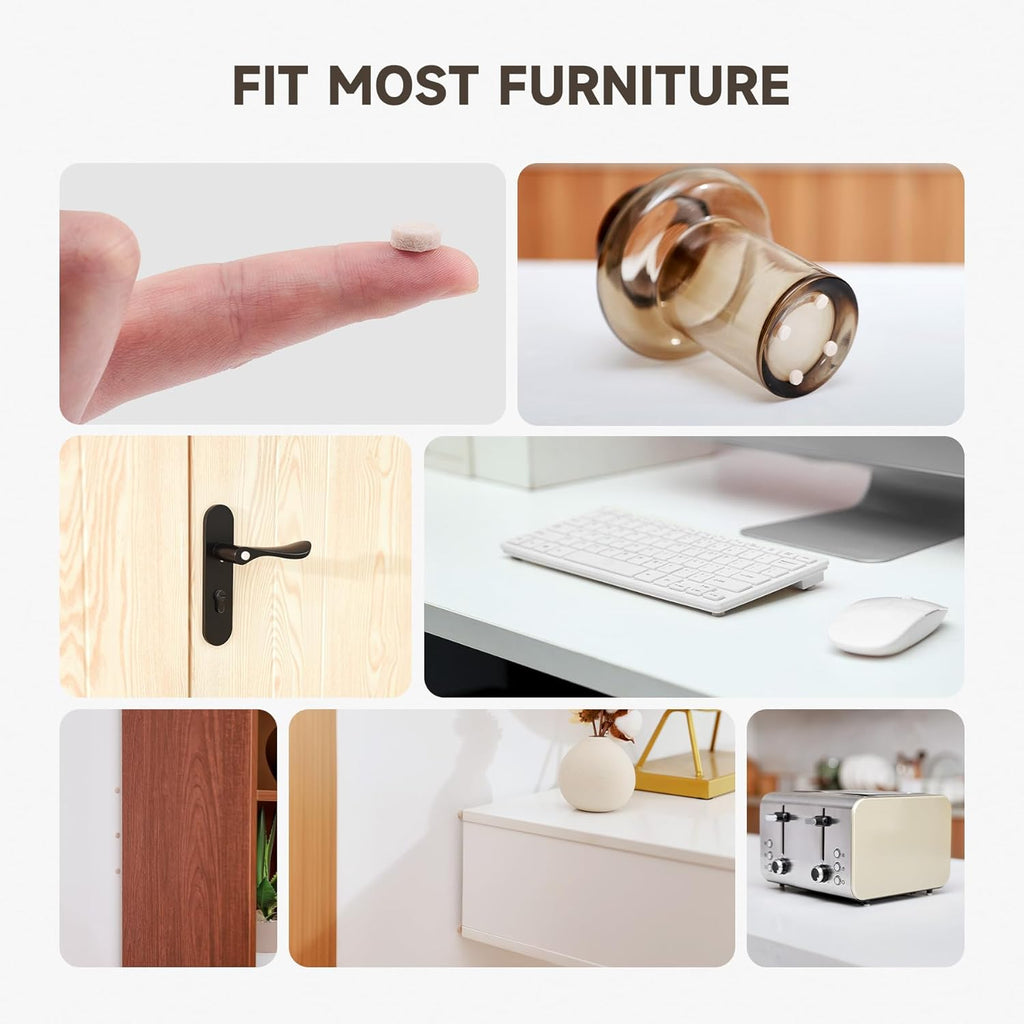 CO-Z 100pcs Felt Cabinet Door Bumpers, Small Pads for Cabinet Doors 0.4 in Diameter, Self Adhesive Thick Felt-Dots Bumper Pads for Furniture Drawers Walls Floors
