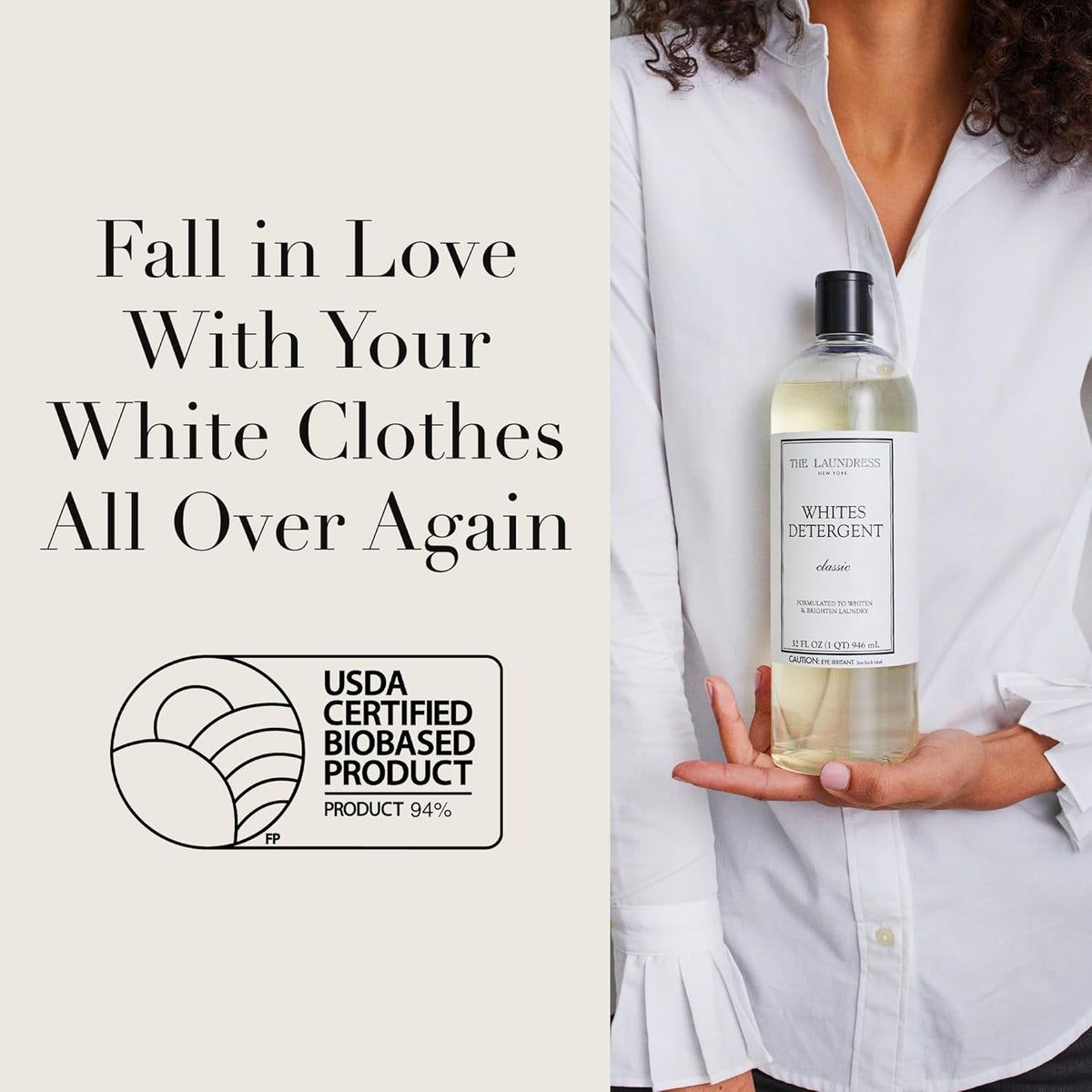 The Laundress Whites Detergent, Concentrated Laundry Detergent Liquid, Whiten & Brighten Clothes, Tough on Stains, Classic Scent, 32 oz.