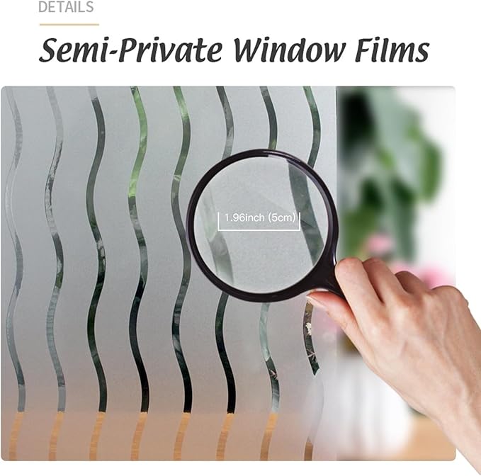 LEMON CLOUD Window Film for Privacy and Light Protection，Non Adhesive Removable Glass Covering Opaque Window Sticker Self Static Cling Vinyl Glass Film for Home Office (35.4 x 78.7 Inch,Wavy)