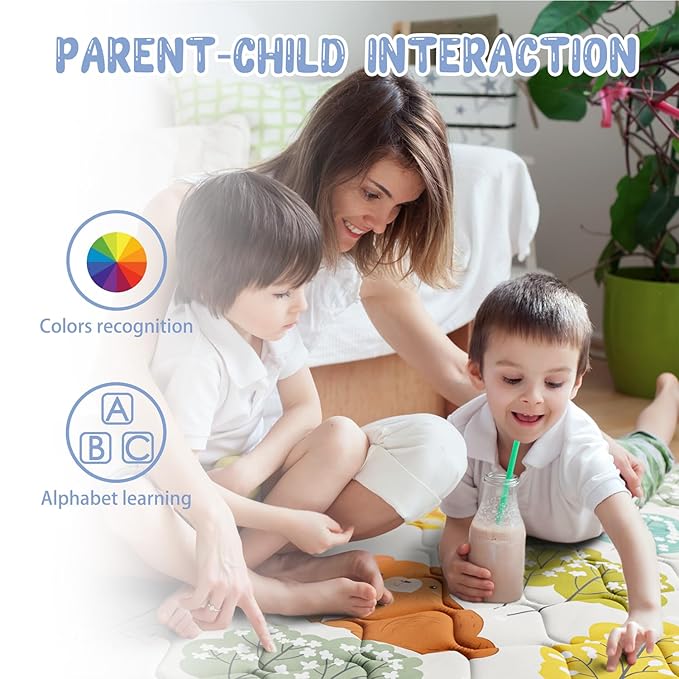 Baby Play Mat 71" X 59" Playpen Mat Upgraded Thicken Baby Floor Play Mat Non-Slip Cushioned Crawling Mat Waterproof Activity Playmats for Babies Toddlers Infants (71X59, Fox)