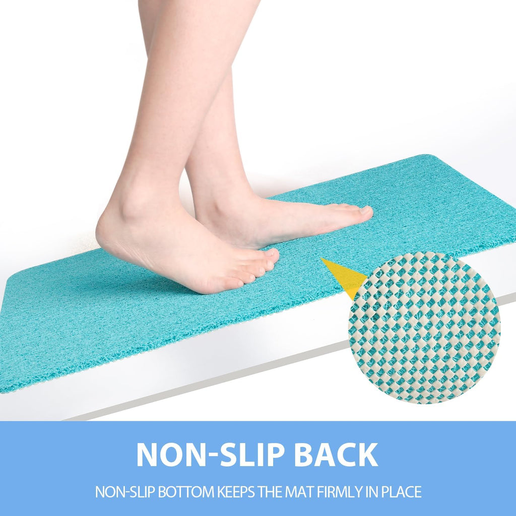 Non-Slip Bathtub Mat, Anti Slip Shower Mat, Fast Drying Bathtub Mats, Foot Scrubber Mat, Anti Slip Mat for Tub, Floor, Bathroom, Kitchen, Home, Hotel (Turquoise Blue 40"×28")