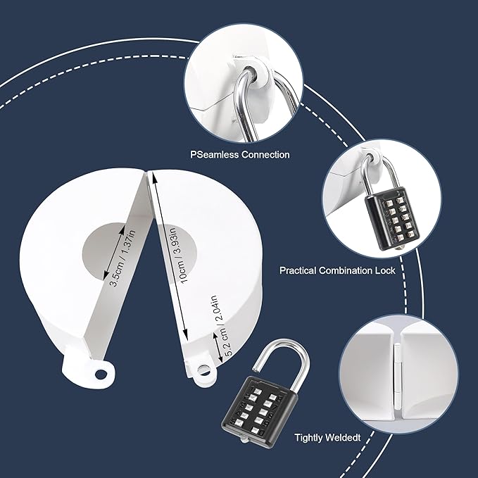 2 Pack Door Knob Lockout Device with Padlock,Temporary Door Handle Lock Cover for Dementia Patients/Child Proof, Outdoor Water Faucet Lock Cover - White