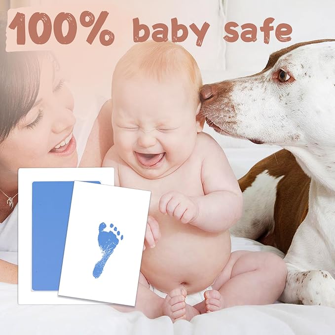 Inkless Baby Hand and Footprint Kit,Clean-Touch Ink Pad Kit,Safe No Mess Printing Infant Hand Foot Stamp,4 Pack Newborn Inkless Print Pads Best Keepsake or Gifts for Family