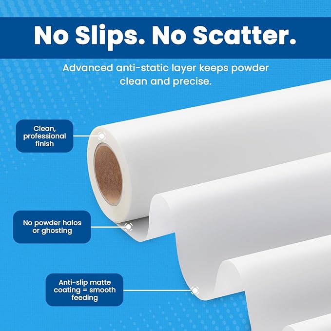 DTF Transfer Film Roll 13inch x 328ft – Instant Hot & Cold Peel – Double Matte Anti-Static Coating – Premium Heat Transfer Film for Vibrant Colors & Durable Prints – Works with All DTF Printers