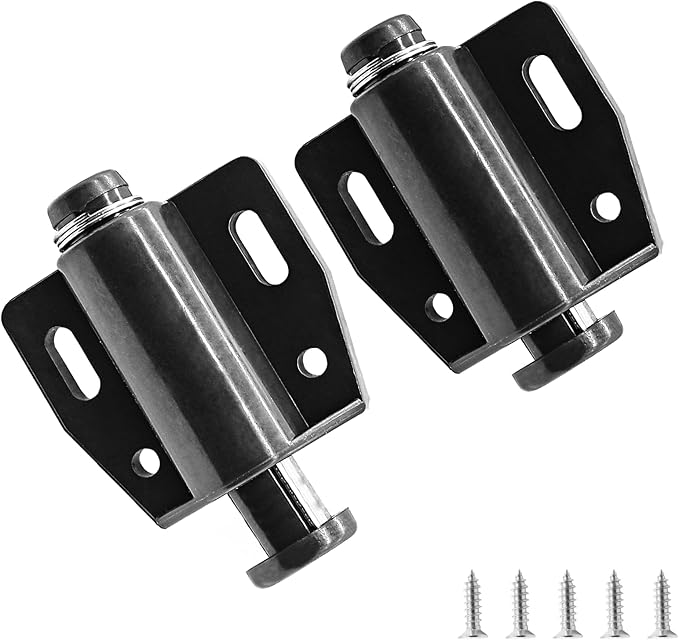 2 Pack Cabinet Magnetic Touch Latch, Push to Open Catches Magnet Push Release Latches Hardware for Kitchen Cabinet Drawer Cupboard Closet Door (Black)