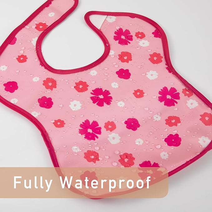 Mess Proof Baby Bib 3 Pack, Waterproof Led Weaning Baby Feeding Bibs with Food Catcher, Travel Feeding Bibs