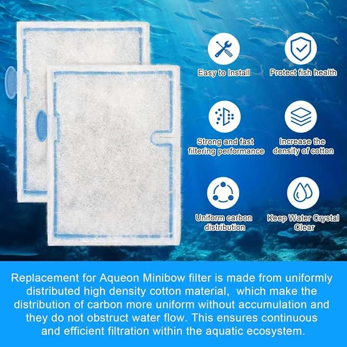 10 Pack Small Filter Cartridges Compatible with Aqueon, Fish Tank Filters Cartridge Replacement for Minibow Aquarium Filters Size 1/2.5/5 Gallon and QuietFlow E Internal Power Filter Size 10