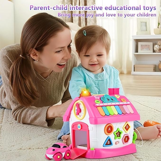 OKREVIEW Toys for 1+ Year Old Girls - Montessori Musical Toys for Toddlers Age 1-2, 8-in-1 Multi-Functional Music House with Sound, Lights, Music, Great Gifts for 1+ Year Old Girls Birthday Xmas