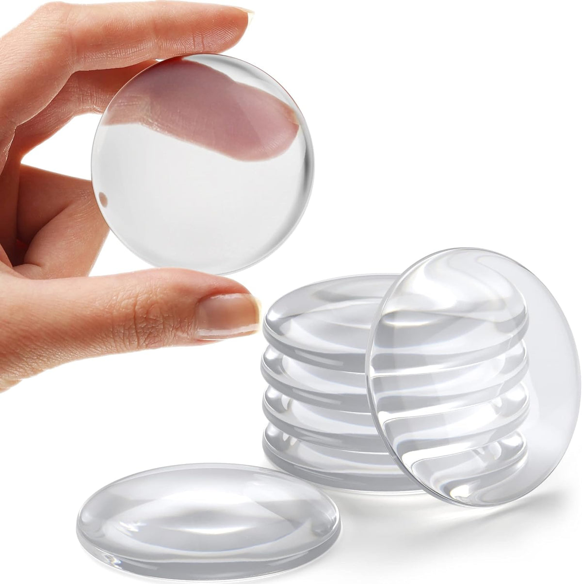 Strongest Home Wall & Door Handle Stopper 2" Set. 6 Pieces of Clear Rubber Door Knob, Round Wall Shield Cushion, Quiet Wall Protector for Door Handle, Guard Door Bumper Silencer Self - Adhesive