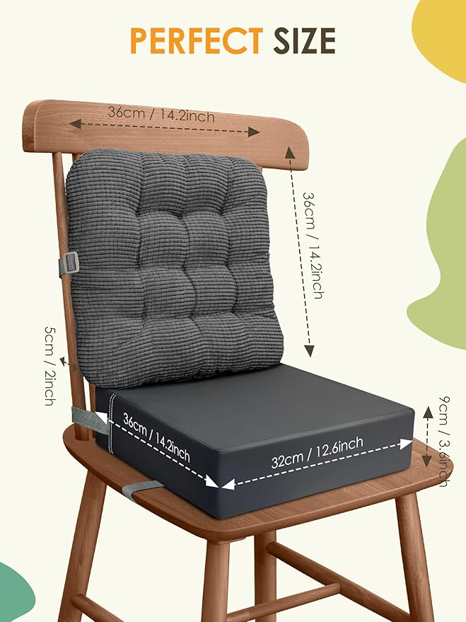 Booster Seat for Kitchen Chair, Adjustable Washable Safety Belts Toddler Booster Seats, PU Non-Slip Kids Dining Table Booster Seat, Portable Travel Increasing Cushion for Baby Child Kid Boy Girl