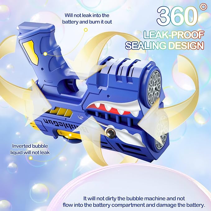 2 Pack Bubble Guns with 4 Bottles Refill Solution, LED Light Up Rechargeable Bubbles Machine Blower for Kids Toddlers 4-8, Outdoor Toys Gifts, Wedding Easter Party