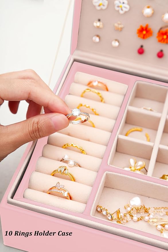 Jewelry Box for Earrings for Girls Jewelry Organizer Box Earring Holder Organizer for Girls Earring Box Jewelry Box Stud Earring Organizer for Girls Earring Jewelry Boxes for Women Pink Bling