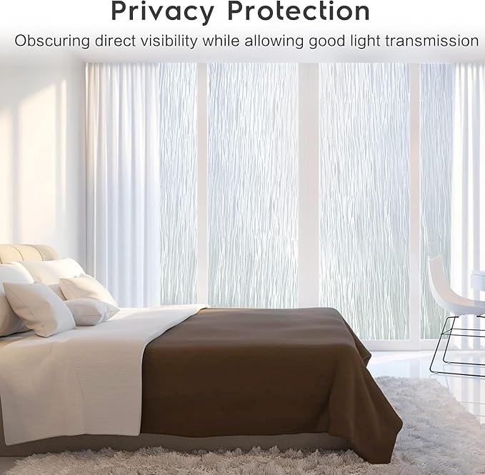 rabbitgoo Window Privacy Film Frosted Glass Film Removable Vinyl Door Coverings UV Blocking Decorative Static Cling Non-Adhesive Window Clings Sticker for Home Decor, 23.6 x 78.7 Inches