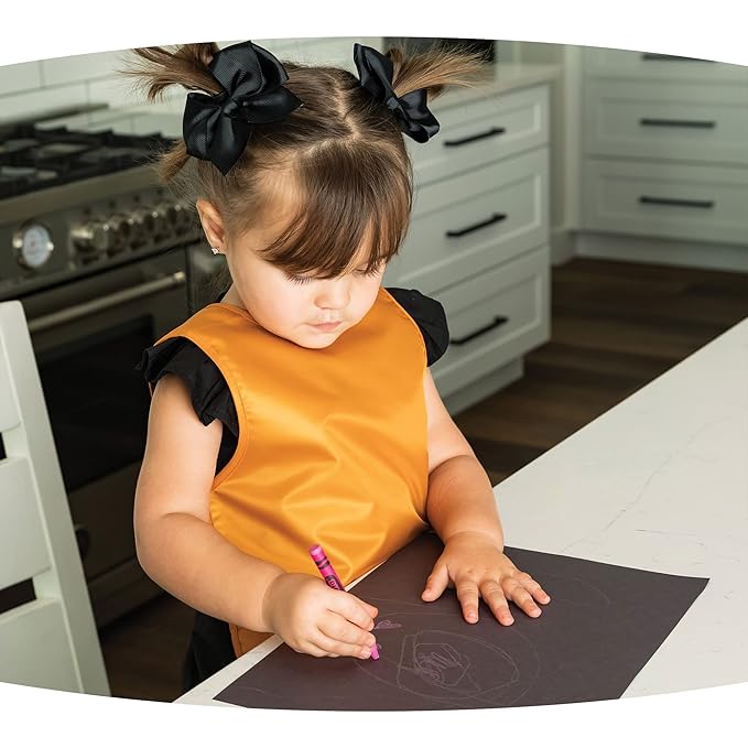 Tiny Twinkle Mess Proof Apron Bibs - 2 Pack Waterproof & Lightweight Baby Bibs for Led Weaning | 100% Recycled Polyester, Easy Clean & Machine Washable (Sand Cinnamon,Small 6-24 Months)