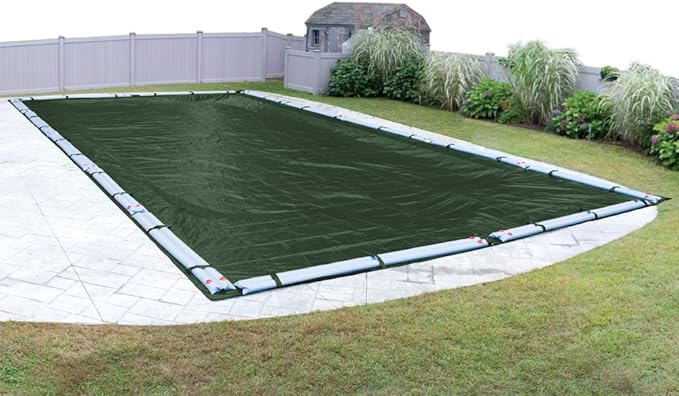 Robelle 20 x 45 ft Heavy Duty Green Winter Pool Cover for Inground Pools, 5 ft Overlap (25 x 50 ft Cover Size), Solid 8 x 8 Scrim, 2.36 oz/yd2, 10-Year Warranty, Style: 322045RA