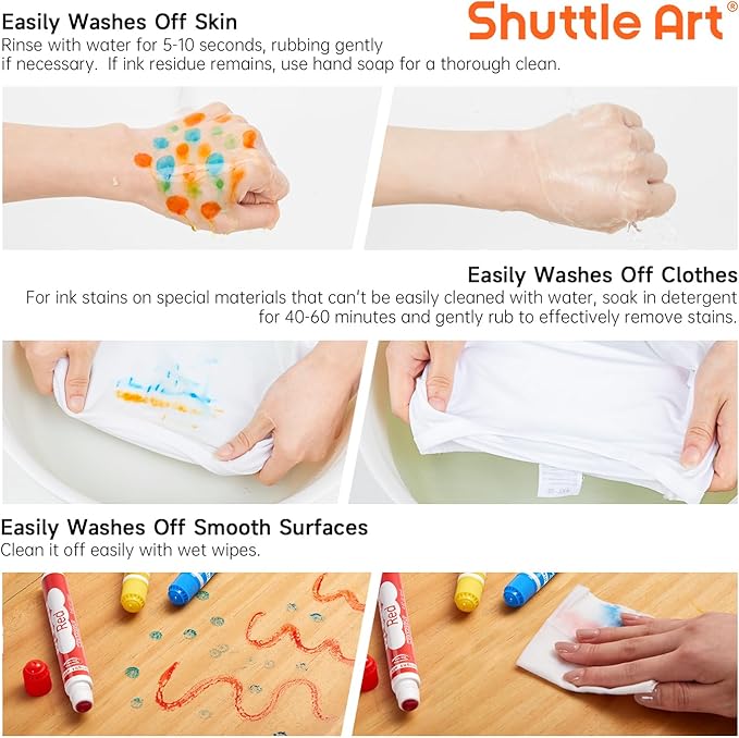 Shuttle Art Washable Dot Markers 36 Colors with Free Activity Book, Fun Art Supplies for Kids Toddlers and Preschoolers, Non Toxic Water-Based Paint Daubers, Dot Art Markers