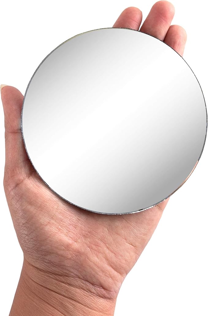 Super Z Outlet Round 4" Inch Glass Mirror Tiles Circles for DIY Arts & Crafts Projects, Traveling, Framing, Mosaic, Decoration (50 Pack)